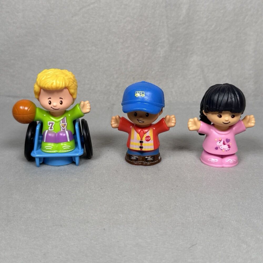 Fisher Price Little People Lot (3) Figures 2 Boys 1 Girl Wheel Chair Driver 2016